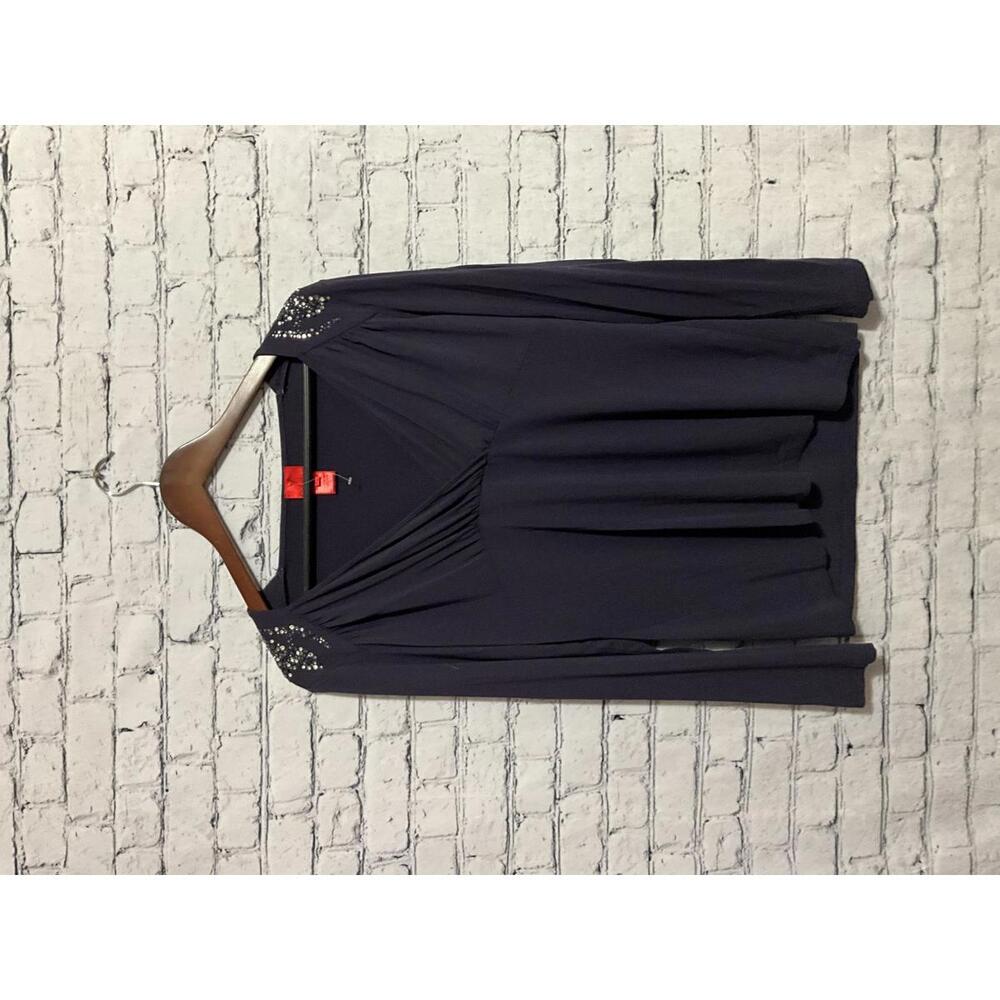 Cristina V‎ Women's Long Sleeve Black Top with Shoulder Embellishments, XL